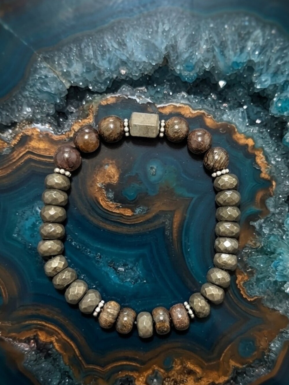 Bronzite/Pyrite/Jasper Bracelet